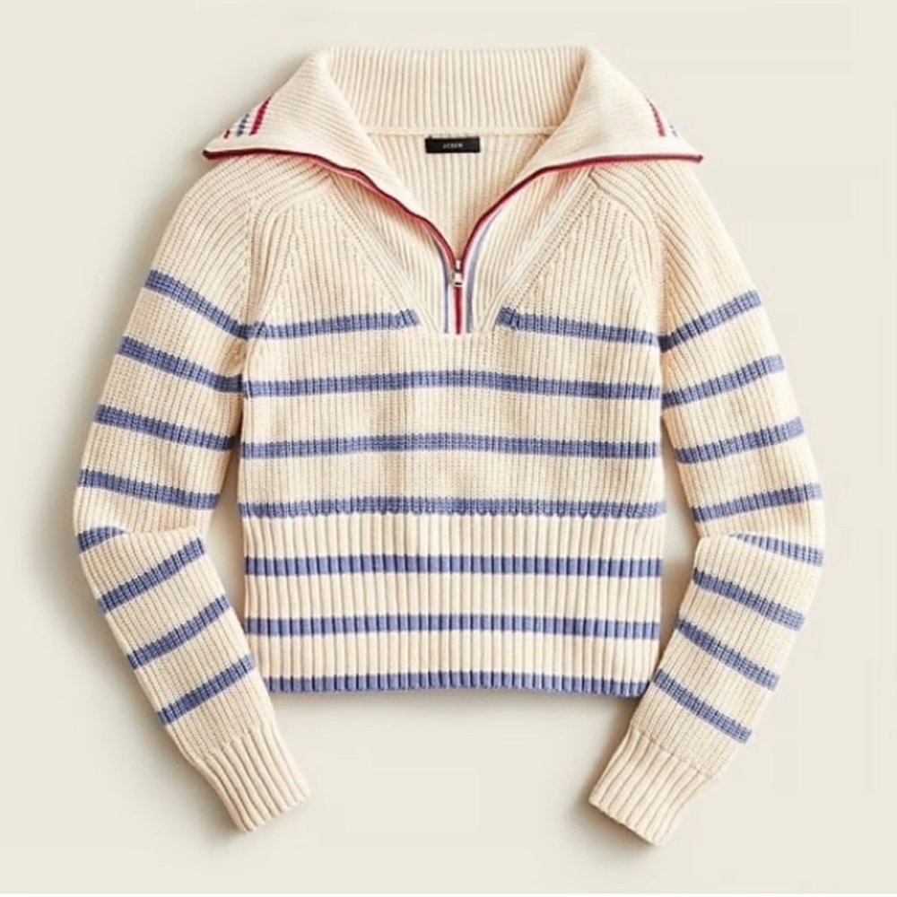 NWT J Crew Cotton-Cashmere Pullover in Striped